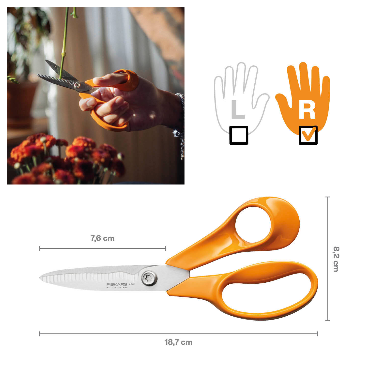 1075052 Fiskars 18 cm garðskæri tennt